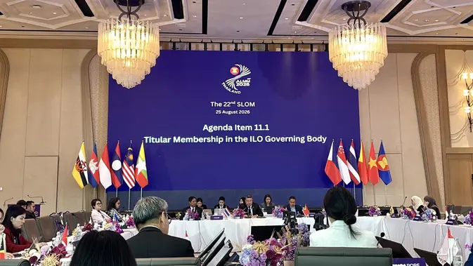 Open Session with ILO dalam Senior Labour Officials Meeting (SLOM) di Bangkok, Thailand, Selasa (25/8/2026). (Foto: Kemnaker)