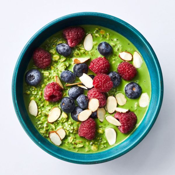 Overnight Matcha Oats with Berries Credit: Greg DuPree