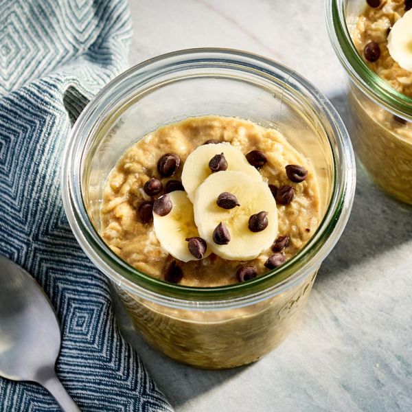 Peanut Butter Chocolate Chip Overnight Oats Credit: Jake Sternquist, Food Stylist: Shannon Goforth, Prop Stylist: Natalie Ghazali
