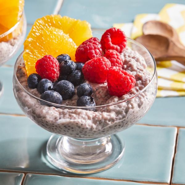 a recipe photo of the Berry Orange Chia Pudding served in a bowl Credit: Jason Donnelly