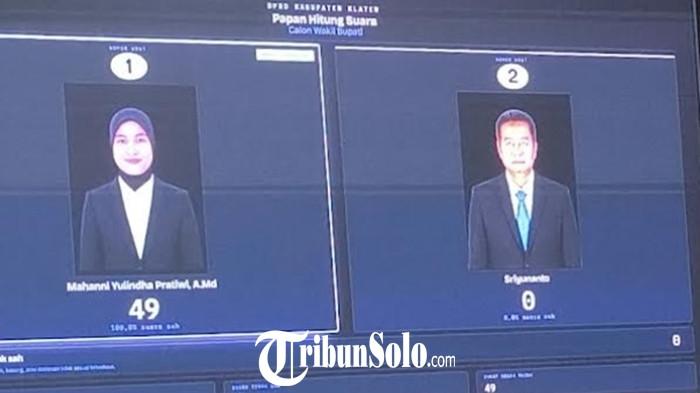 HASIL AKHIR - Sidang paripurna DPRD Klaten melakukan pemilihan Wakil Bupati Klaten (Pilwabup) sisa masa jabatan 2025-2030.