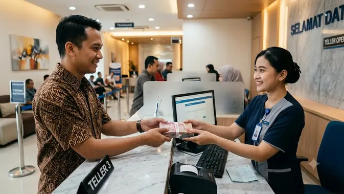 Bank Cara menabung di bank jika sudah punya rekening. (Gambar: AI Generated)