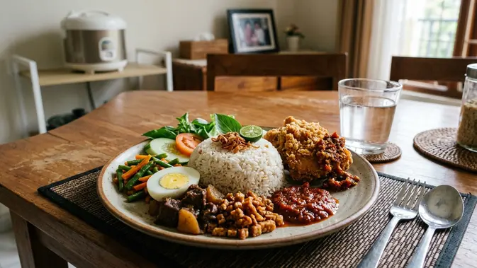 Resep Nasi Uduk Ayam Crispy Gurih dan Renyah Antigagal. AI Generated