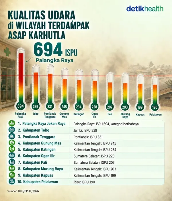 kualitas udara di wilayah yang terdampak karhutla