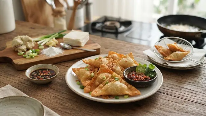 Ilustrasi Resep Pangsit Goreng Isi Tahu (AI Generated)