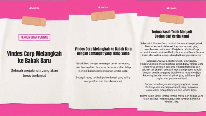 Pengumuman Penting Vindes Corp Melalui Akun Instagram @vindes.ig