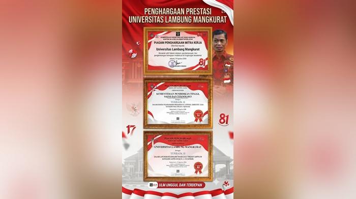 Tiga penghargaan bergengsi diraih Universitas Lambung Mangkurat (ULM), Kalimantan Selatan bertepatan dengan momen HUT ke-81