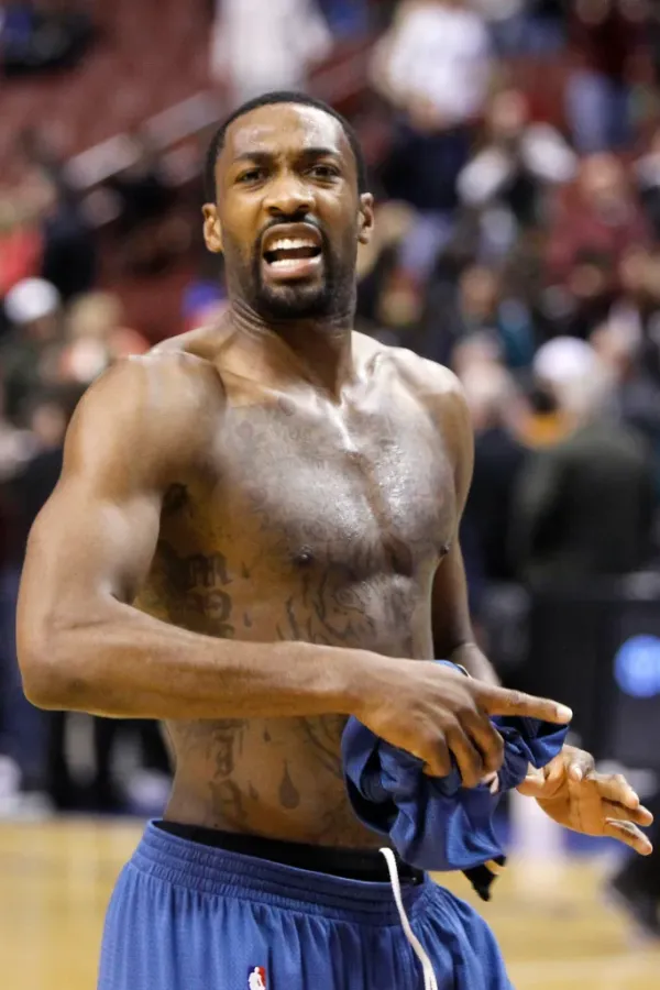 Washington Wizards' Gilbert Arenas yells to the crowd as he walks off the court after an NBA basketball game against the Philadelphia 76ers on Tuesday, Jan. 5, 2010, in Philadelphia. Washington won 104-97. (AP)