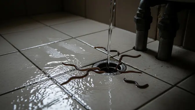 Mengatasi Cacing yang Muncul di Kamar Mandi. (AI Generated)