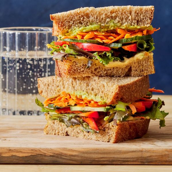 Veggie & hummus sandwich Credit: Photographer: Fred Hardy, Food Stylist: Margaret Monroe Dickey