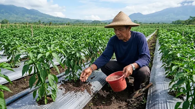 Cara Membuat Tanaman Cabai Lebih Subur dengan Pemupukan yang Tepat/AI Generated