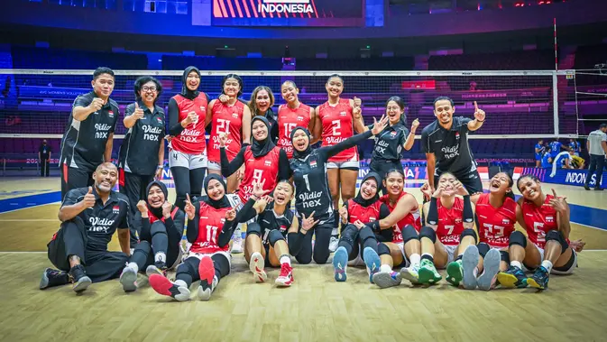 Timnas Voli Putri Indonesia Timnas Voli Putri Indonesia saat menghadapi Kazakhstan dalam laga Grup B AVC Women’s Continental 2026 di Tianjin Olympic Center Gymnasium, China, Sabtu (22/8/2026). (Asian Volleyball)