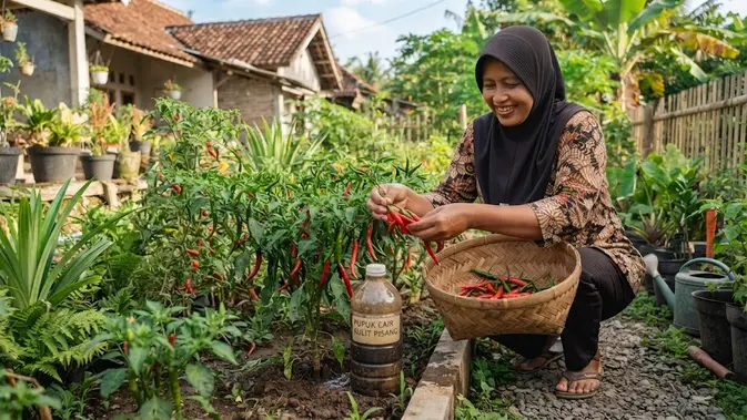 Apakah Fermentasi Kulit Pisang Bisa Membuat Cabai Cepat Berbuah? (AI generated)