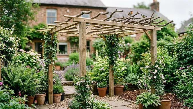 Pergola Mini dengan Ranting. (Gambar: AI Generated)