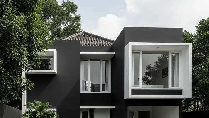 Inspirasi Cat Rumah Hitam Putih Sederhana. (AI generated)