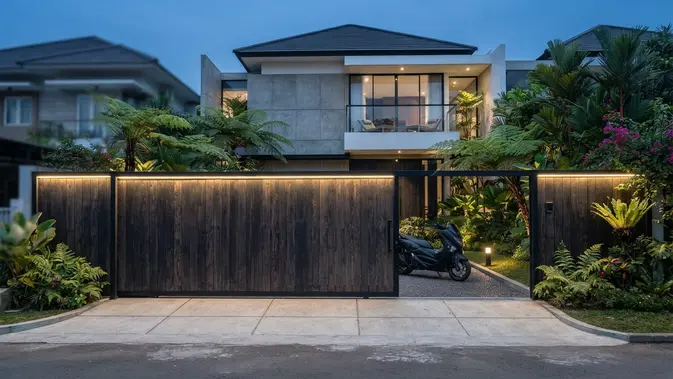 Pagar Kayu Monokrom Gelap. Foto: AI Generated