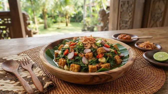 Tumis Daun Wortel Tempe. (AI Generated)