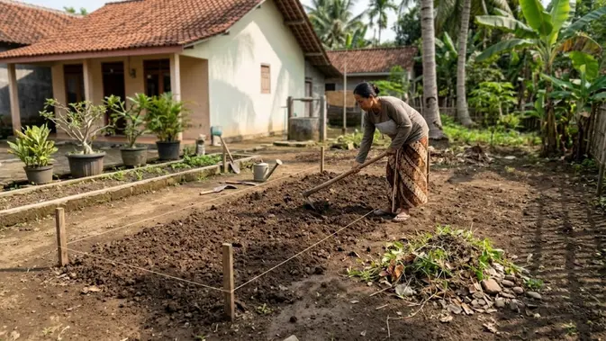 Cara Membuat Bedengan Tanaman yang Benar dari Tahap Persiapan Lahan (AI Generated)