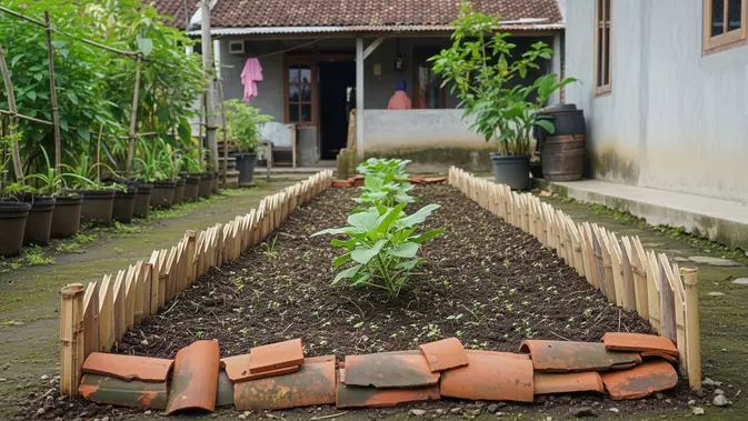 Barang Bekas yang Bisa Jadi Pembatas Bedeng Kebun (AI Generated)