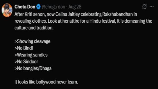A user troll Celina Jaitly over her Raksha Bandhan outfit