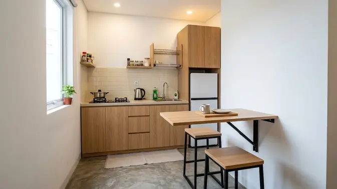 Dapur dengan Meja Bar Lipat. (Gambar: AI Generated)