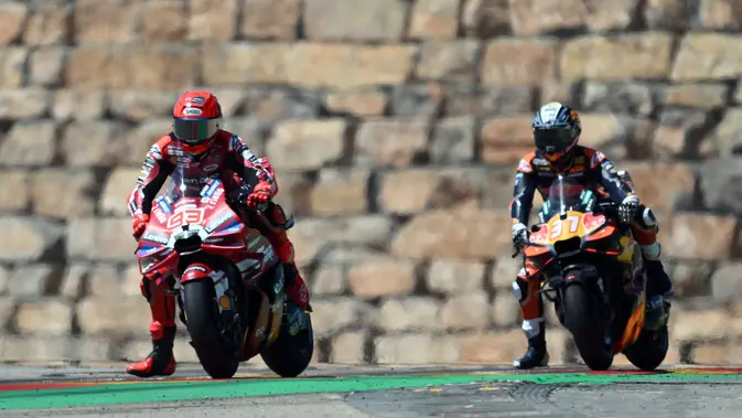 Marc Marquez beraksi di MotoGP Aragon 2026 (AFP)