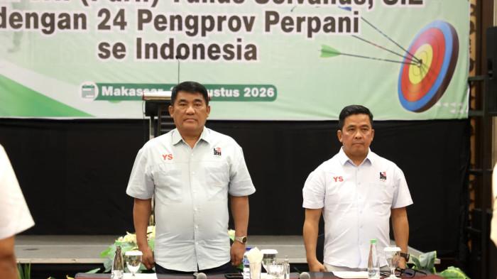 DUKUNGAN - Sebanyak 24 Pengurus Provinsi Perpani menyatakan dukungan kepada YSK saat agenda silaturahmi bersama jajaran pengurus Perpani dari sejumlah daerah di Makassar, Minggu (30/8/2026).
