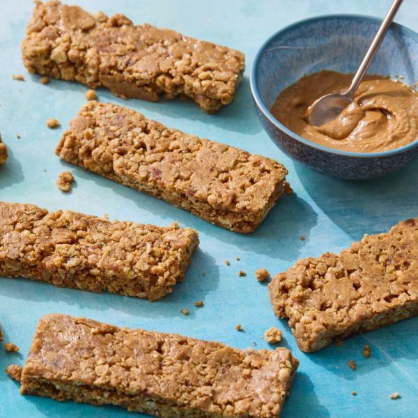 A recipe image of Peanut Butter Granola Bars. Credit: Photographer: Jason Donnelly, Food Stylist: Holly Dreesman, Prop Stylist: Joseph Wanek.