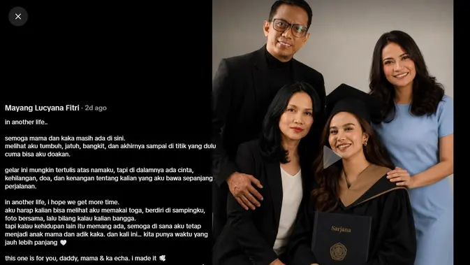 Pesan haru Mayang Lucyana untuk orang tersayang - tiktok.com/@maayang.lucyana