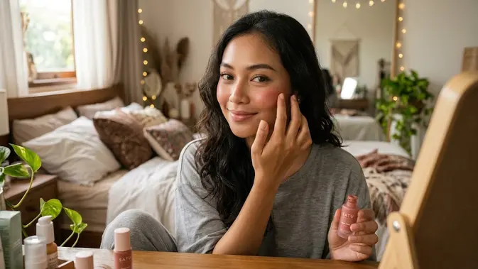 Menggunakan liquid blush (AI Generated)