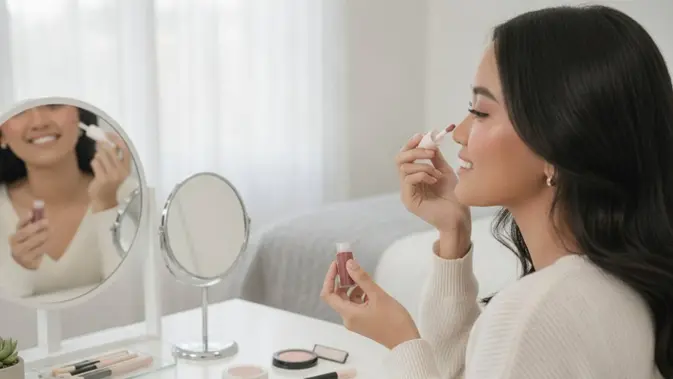 Ilustrasi liquid blush on lokal. (c) AI/Depositphotos