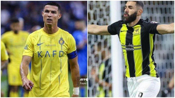 Kolase Foto: Cristiano Ronaldo dan Karim Benzema, dulu jadi andalan Real Madrid kini keduanya bertarung untuk membela Al Ittihad dan Al Nassr di Liga Arab Saudi 2023/2024.