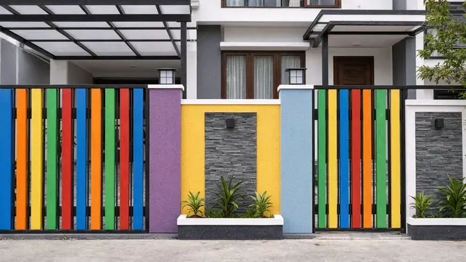Pagar Kombinasi Banyak Warna. (Gambar: AI Generated)