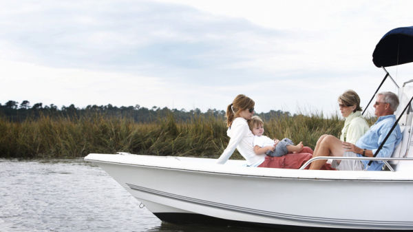 Family on boat.