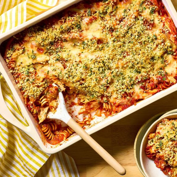an image of the Chicken Parmesan Casserole Credit: Photographer: Brie Goldman, Food Stylist: Annie Probst, Prop Stylist: Breanna Ghazali
