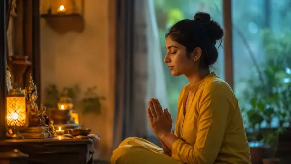 faith-and-patience-during-prayer-woman-praying-hindu-altar