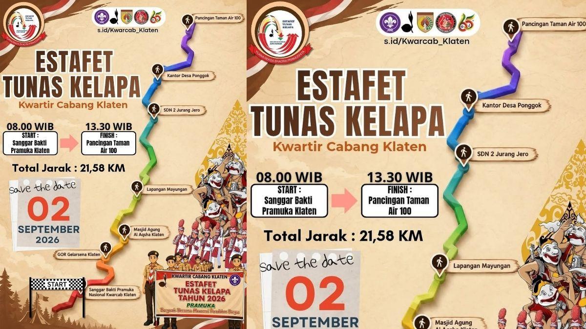 PRAMUKA KLATEN - Rute Estafet Tunas Kelapa 2026 dalam konferensi pers di Klaten, Jumat (28/8/2026).