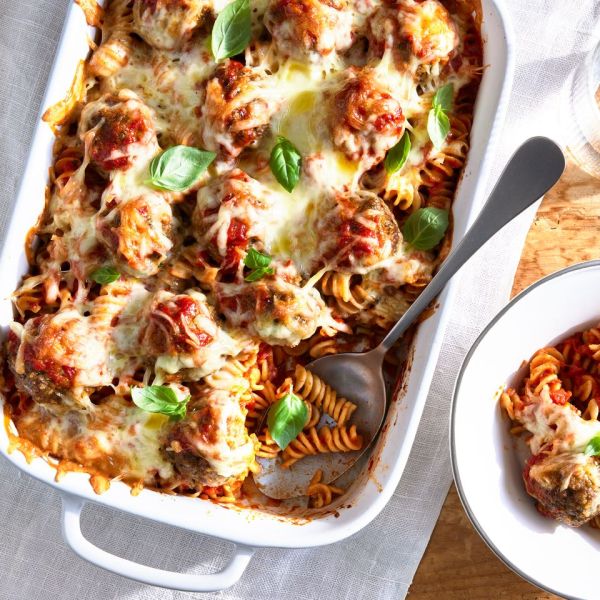 cheesy meatball casserole Credit: Jen Causey