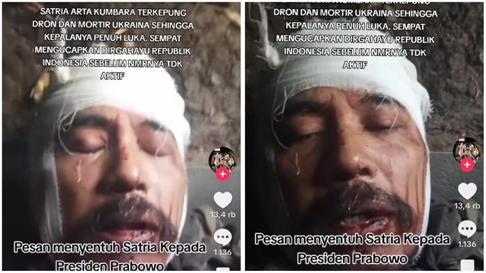 Satria Arta Kumbara, mantan Marinir TNI AL, tampak terluka parah di garis depan Ukraina. Kepalanya dibalut perban, wajah berlumuran darah.