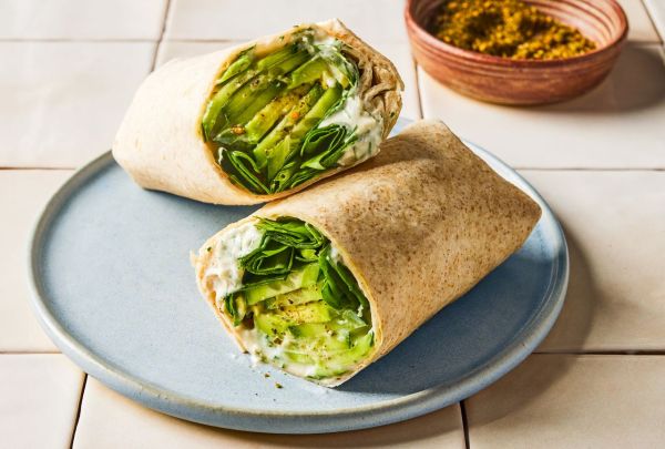 A recipe image of Cucumber-Spinach Wrap. Credit: Photographer: Ali Redmond.