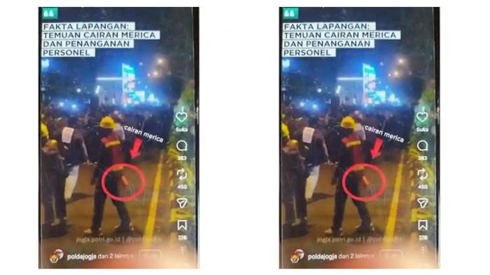 TUDINGAN POLDA: Foto layar unggahan konten Fakta Lapangan di akun instagram @poldajogja saat dilihat dilihat Kamis (3/9/2026) . SEMA UGM kritik dan tuntut Polda DIY minta maaf karena sebut obat lambung tim medis sebagai semprotan merica.