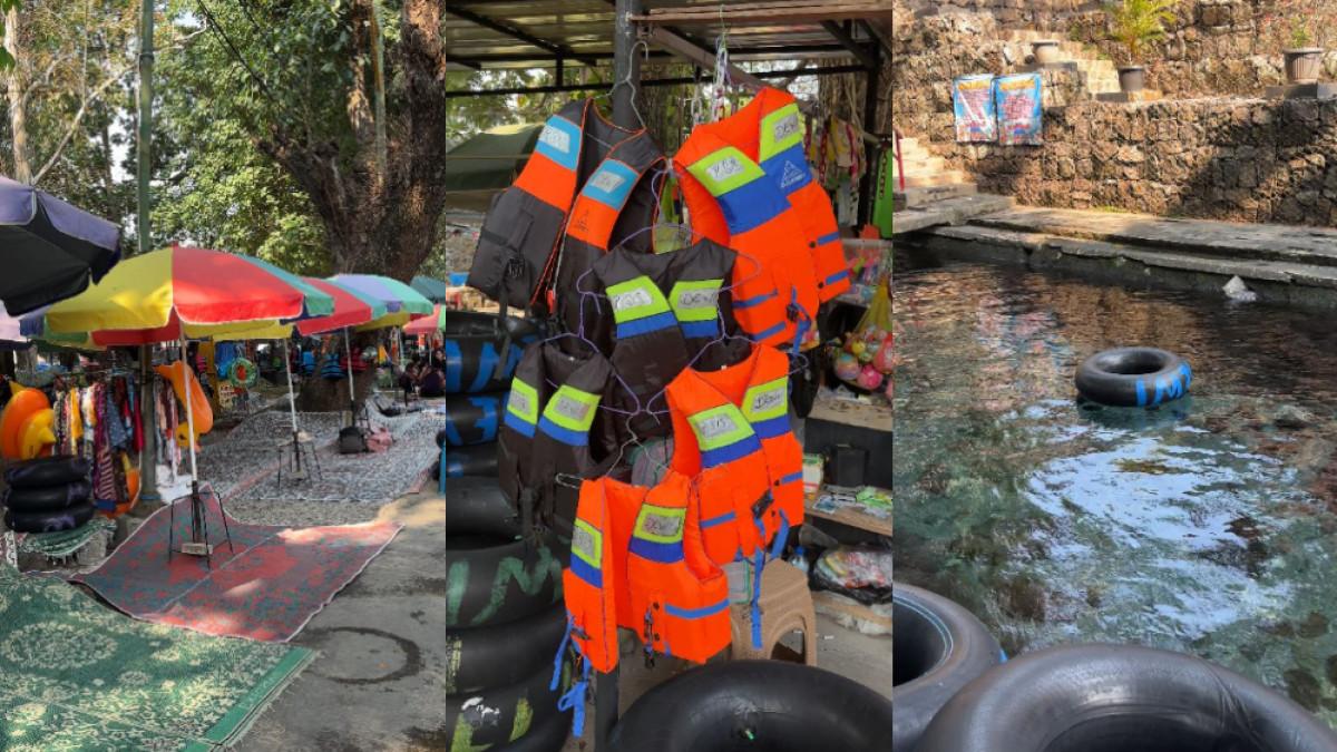 Penyewaan payung, pelampung dan ban di Umbul Cokro, Rabu (26/8/2026)