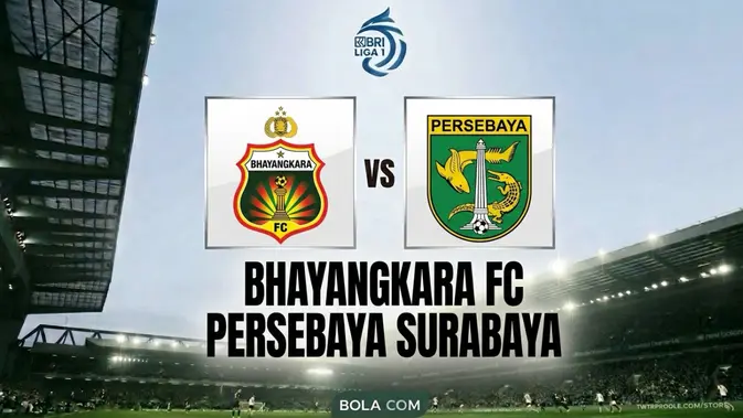 Ilustrasi Bhayangkara FC Vs Persebaya Surabaya. (Bola.com/AI)