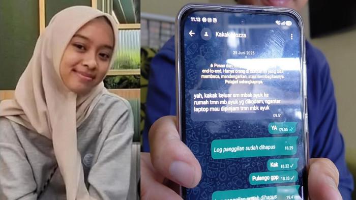 PESAN TERAKHIR MOZZA - Ayah Mozza Axillia Gunarsa, Singgih menunjukan pesan terkahir Mozza melalui pesan WhatsApp, saat ditemui dikediamannya, warga RT 04/RW 01, Desa Gebugan, Kecamatan Bergas, Kabupaten Semarang, Rabu (8/7/2026).
