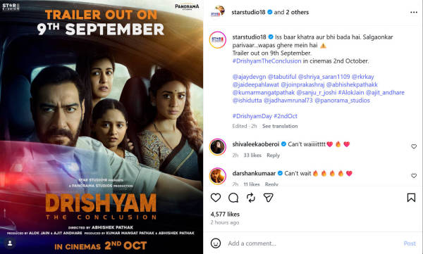 Drishyam 3 Trailer To Release on September 9