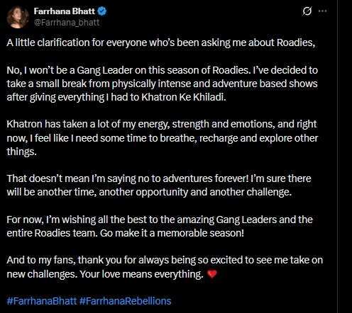Farrhana's clarification