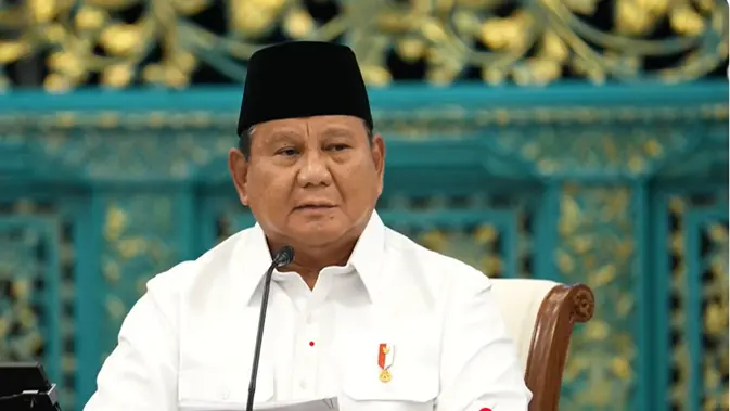 Presiden Prabowo Subianto pidato sidang kabinet paripurna di Istana Negara, Jakarta, Senin (20/7/2026). (Tangkapan layar video sekretariat kabinet).
