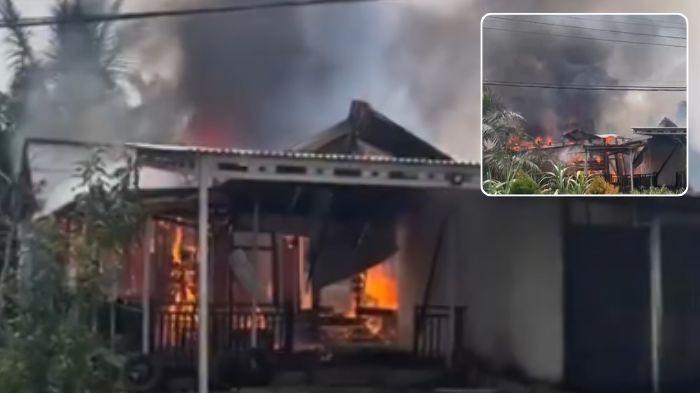 KEBAKARAN - Kolase foto kebakaran rumah di Tanjabtim Jambi. Insiden kebakaran hebat melanda permukiman penduduk di kawasan Kampung Laut, Kecamatan Kuala Jambi, Kabupaten Tanjung Jabung Timur (Tanjabtim), Provinsi Jambi, pada Minggu (6/9/2026) siang. 