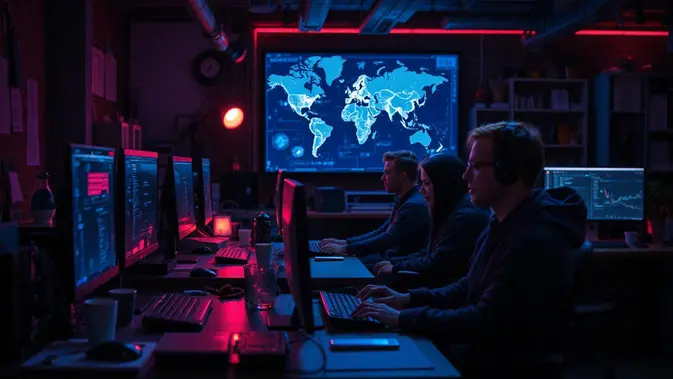 Ilustrasi peretas atau cyber hacker internet atau kripto. (Foto by AI)