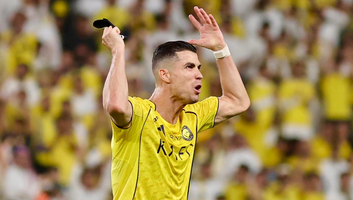 RONALDO - Ekspresi bintang Al Nassr, Cristiano Ronaldo saat menghadapi Al Hilal pada pekan ke-32 Liga Arab Saudi, Rabu (13/5/2026) dini hari WIB. Duel Al Nassr vs Al Hilal berakhir imbang 1-1.